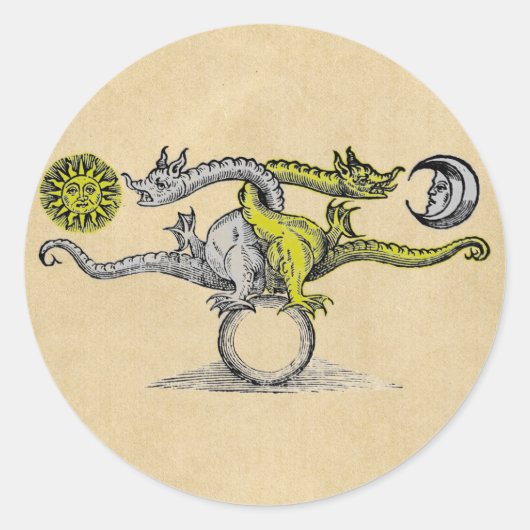 Gold- en zilverdragons ronde sticker (Voorkant)