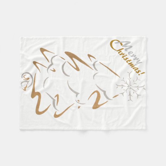 Gold- en zilveren kerstboom fleece deken (Voorkant (Horizontaal))
