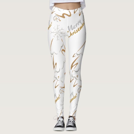 Gold- en zilveren kerstboom leggings (Voorkant)