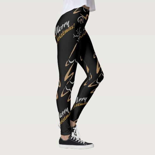 Gold- en zilverkerstboom (zwart) leggings (Rechts)