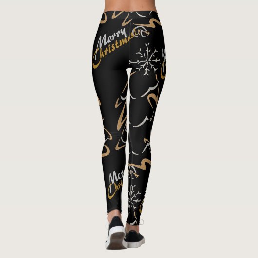 Gold- en zilverkerstboom (zwart) leggings (Achterkant)