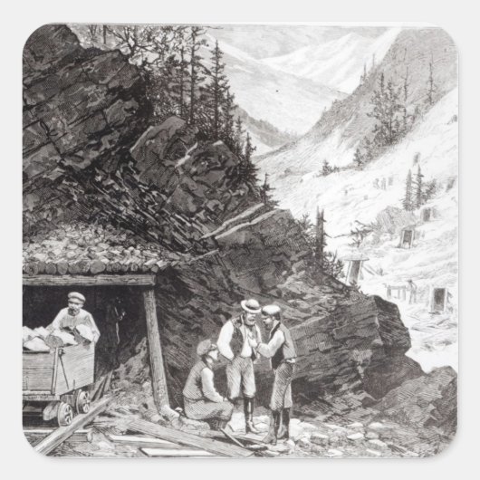 Gold- en zilvermijning vierkante sticker (Voorkant)