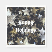 Gold en zilversterren op Black Holiday Std Napkins Servet (Voorkant)