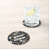 Gold- en zilversterren op zwarte Feestdagen Ronde Kartonnen Onderzetter (Insitu)