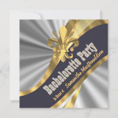 Gold- en zilvervloour de lys-bachelorette-partij kaart (Voorkant)