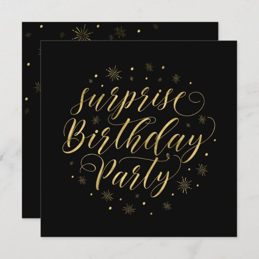 Gold en zwart | 50e verjaardag van de verrassingsd kaart (Voorkant / Achterkant)