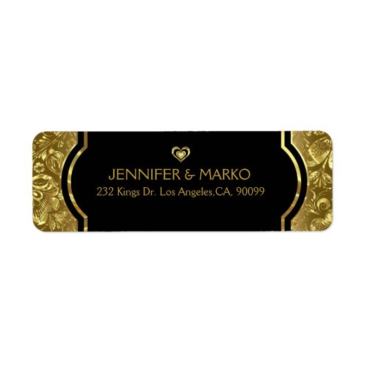 Gold en zwart 50th Wedding-Jubileum Etiket (Voorkant)