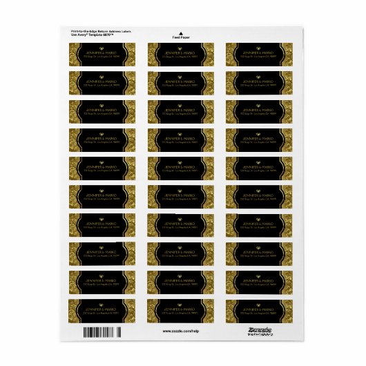 Gold en zwart 50th Wedding-Jubileum Etiket (Full Sheet)