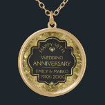 Gold en zwart 50th Wedding-Jubileum Goud Vergulden Ketting<br><div class="desc">Afbeelding van een gouden glanzende vouw en gouddiamanten met een aanpasbare sjabloon voor tekst die u kunt aanpassen.</div>