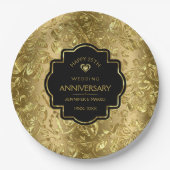 Gold en zwart 50th Wedding-Jubileum Papieren Bordje (Voorkant)