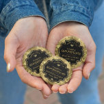 Gold en zwart 50th Wedding-Jubileum Ronde Button 5,7 Cm<br><div class="desc">Afbeelding van een gouden glanzende vouw en gouddiamanten met een aanpasbare sjabloon voor tekst die u kunt aanpassen.</div>