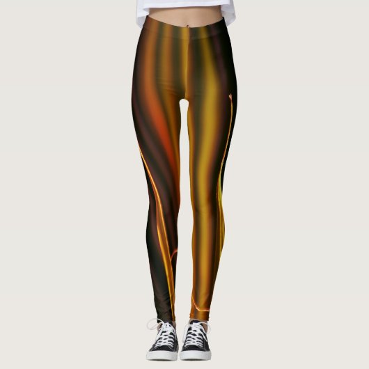 Gold en zwart Abstract Leggings (Voorkant)