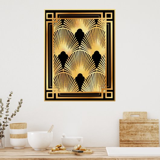 Gold- en zwart art-deco-design poster (Keuken)