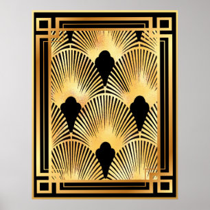 Gold- en zwart art-deco-design poster