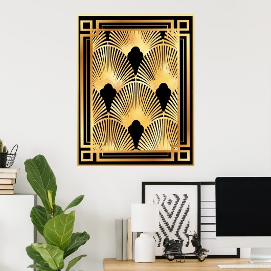 Gold- en zwart art-deco-design poster (Thuiskantoor)