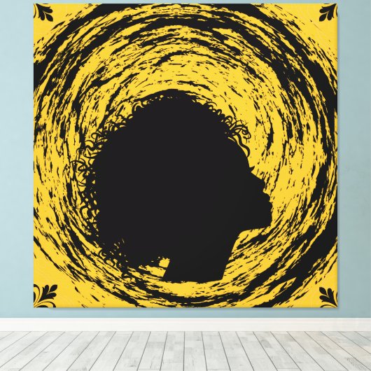 Gold en zwart canvas afdruk (Insitu (Houten vloer))