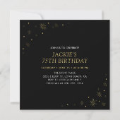 Gold en zwart | Cheers 75th Birthday Party Square Kaart (Achterkant)