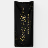 Gold en zwart | Cheers tot 50 jaar 50e verjaardag Spandoek (Verticaal)