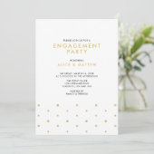 Gold en zwart | Chic Modern Engagement Party Kaart (Staand voorkant)