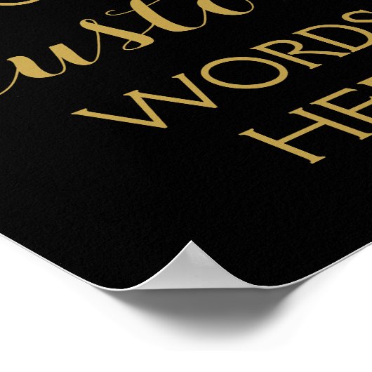 GOLD en zwart creëer uw eigen aangepast teken Poster (Hoek)