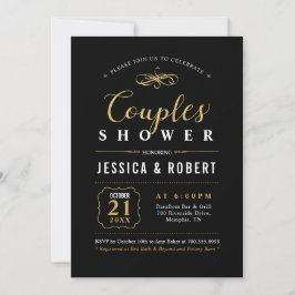 Gold en zwart | Elegant Couples Wedding Shower Kaart