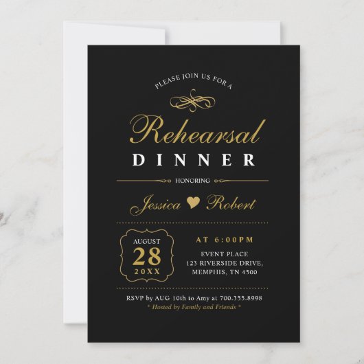 Gold en zwart | Elegant repetitief diner Kaart (Voorkant)