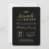Gold en zwart | Elegant Wedding Bridal Brunch Kaart (Voorkant)
