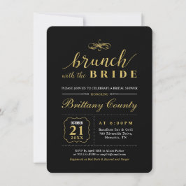 Gold en zwart | Elegant Wedding Bridal Brunch Kaart
