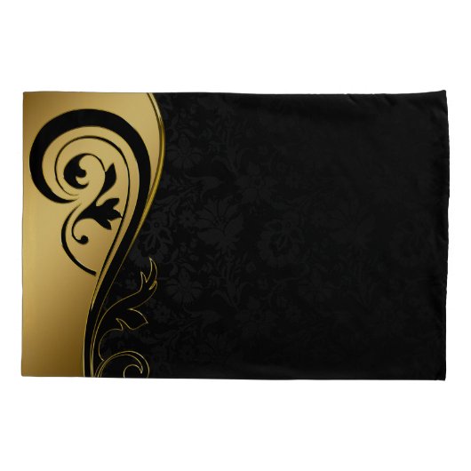 Gold- en zwart Floral-design Kussensloop (Achterkant)