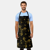 Gold- en zwart Floral-design Schort (Gedragen)