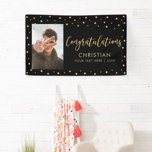 Gold en zwart | Gefeliciteerd Partij, Gebeurtenisf Spandoek (Insitu)