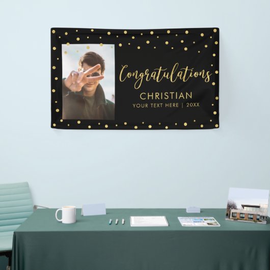 Gold en zwart | Gefeliciteerd Partij, Gebeurtenisf Spandoek (Beurs)