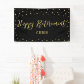Gold en zwart | Happy Retirement Party Banner (Insitu)