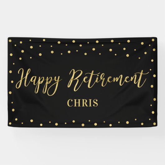 Gold en zwart | Happy Retirement Party Banner (Horizontaal)