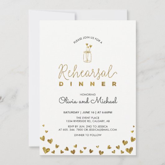 Gold en zwart | Hearts rehearings binnenuitnodigin Kaart (Voorkant)