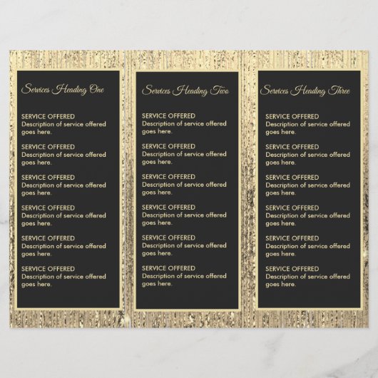 Gold- en zwart-menu & prijsstelling flyer (Achterkant)