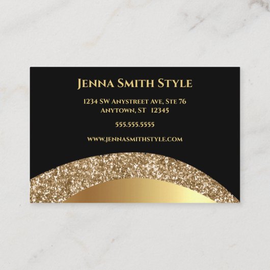 Gold en zwart met Gold Glitter Visitekaartje (Achterkant)