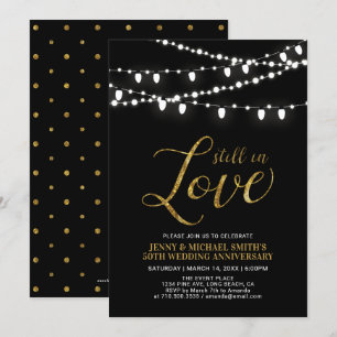 Gold en zwart   Modern 50th Wedding Jubileum Kaart