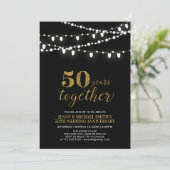 Gold en zwart | Modern 50th Wedding Jubileum Kaart (Staand voorkant)