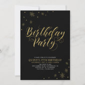 Gold en zwart | Modern Chic 35th Birthday Party Kaart (Voorkant)