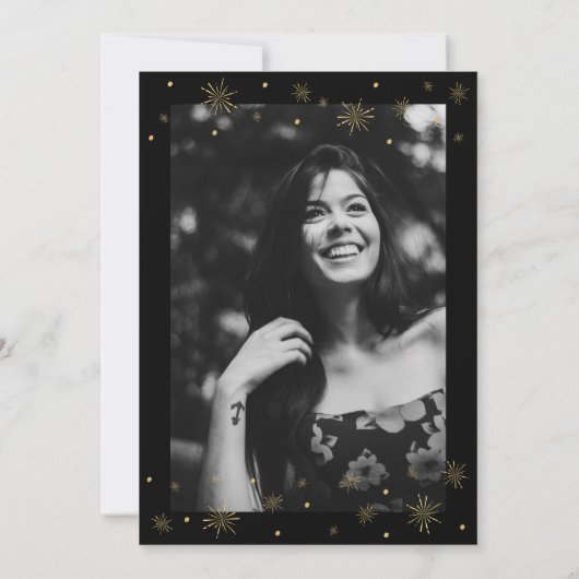 Gold en zwart | Modern Chic 35th Birthday Party Kaart (Achterkant)