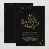 Gold en zwart | Modern Chic 40e verjaardag Kaart (Voorkant / Achterkant)