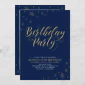 Gold en zwart | Modern Chic 45th Birthday Party Kaart (Voorkant / Achterkant)