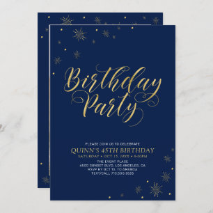 Gold en zwart Modern Chic 45th Birthday Party Kaart