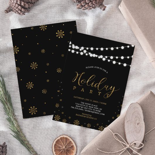 Gold en zwart | Modern Corporate Holiday Party Kaart