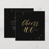 Gold en zwart | Moderne 100e verjaardag op het ple Kaart (Voorkant / Achterkant)