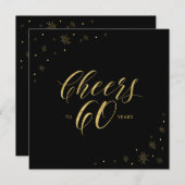 Gold en zwart | Moderne 60e verjaardag op het plei Kaart (Voorkant / Achterkant)