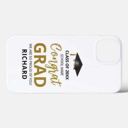 Gold en zwart | Moderne Afstuderen aangepaste cade Case-Mate iPhone Case (Achterkant (horizontaal))