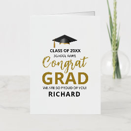 Gold en zwart | Moderne Afstuderen aangepaste cade Folie Wenskaart