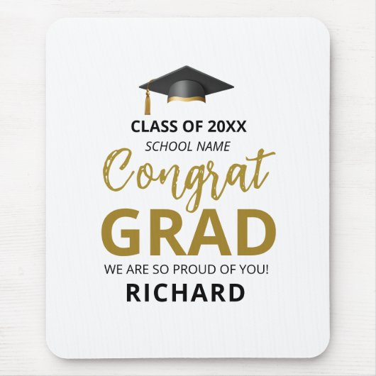 Gold en zwart | Moderne Afstuderen aangepaste cade Muismat (Voorkant)